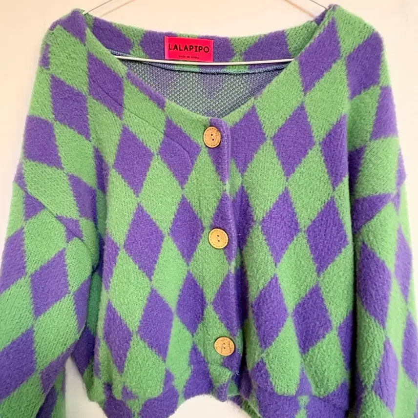 [BUNJANG] Argyle Check Knit Cardigan / 옷장정리!!! 아가일 체크 니트 가디건 3만원대