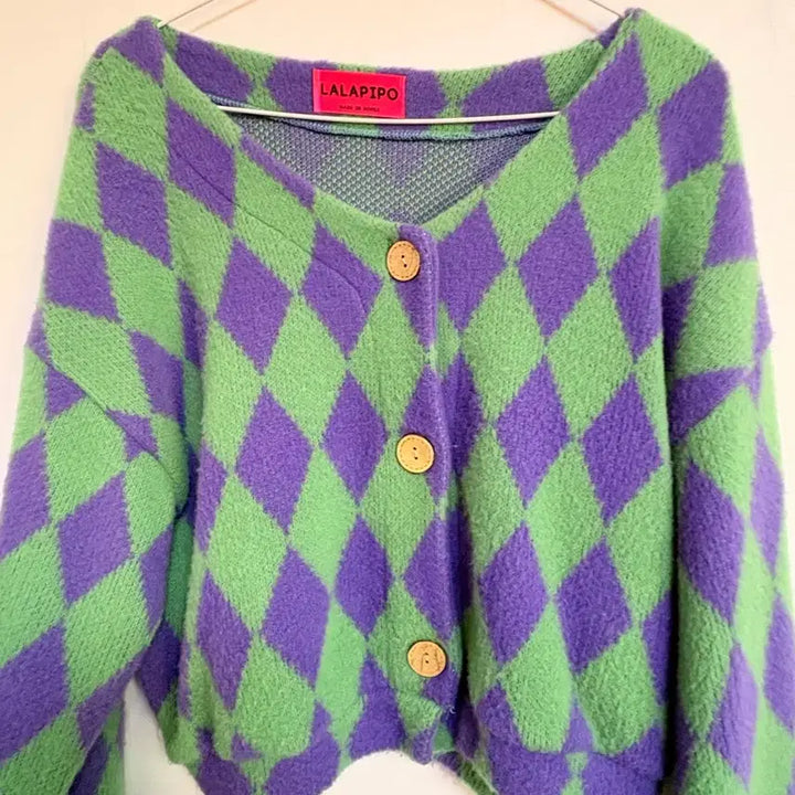 [BUNJANG] Argyle Check Knit Cardigan / 옷장정리!!! 아가일 체크 니트 가디건 3만원대