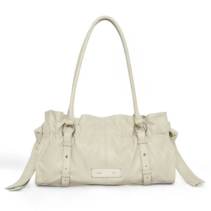 [BUNJANG] Matin Kim Shearling Tie Buckle Shoulder Bag (Beige) / 마뗑 킴 matin Kim 쉬어링 타이 버클 숄더 백 (베이지)
