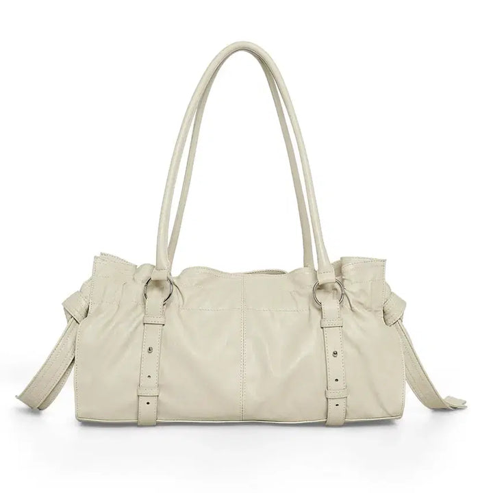 [BUNJANG] Matin Kim Shearling Tie Buckle Shoulder Bag (Beige) / 마뗑 킴 matin Kim 쉬어링 타이 버클 숄더 백 (베이지)