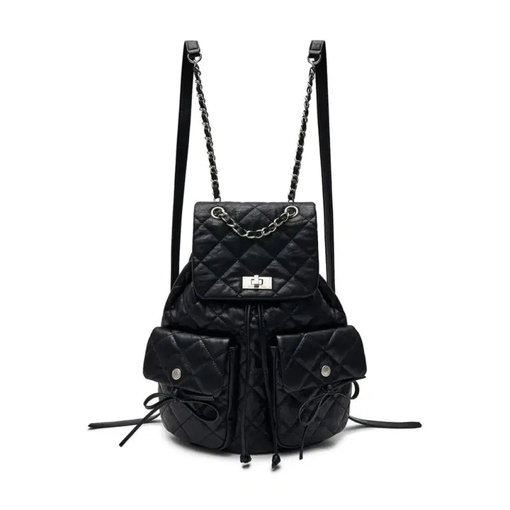[BUNJANG] Matin Kim Double Pocket Quilting Backpack (Black) / 마뗑 킴 Matin Kim더블 포켓 퀼팅 백팩(블랙)