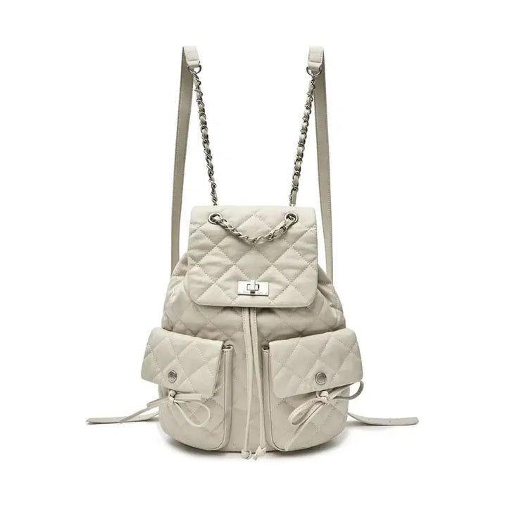 [BUNJANG] Matin Kim Double Pocket Quilting Backpack (Beige) / 마뗑 킴 Matin Kim더블 포켓 퀼팅 백팩(베이지)