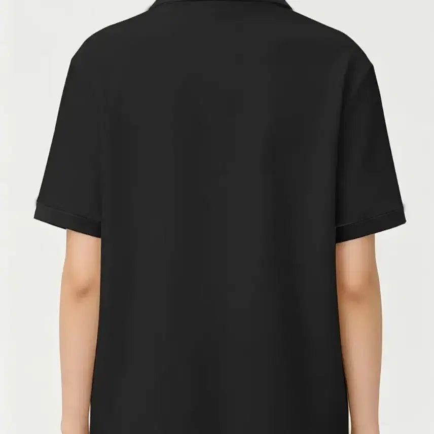 [BUNJANG] Black Short Sleeve Collar T-Shirt / 새상품 반팔 카라넥 블랙 티셔츠