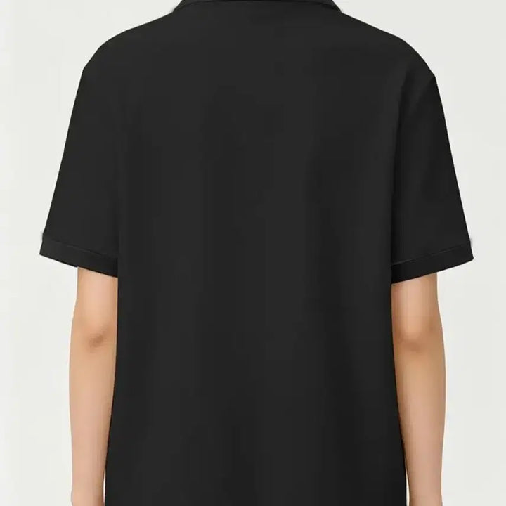 [BUNJANG] Black Short Sleeve Collar T-Shirt / 새상품 반팔 카라넥 블랙 티셔츠