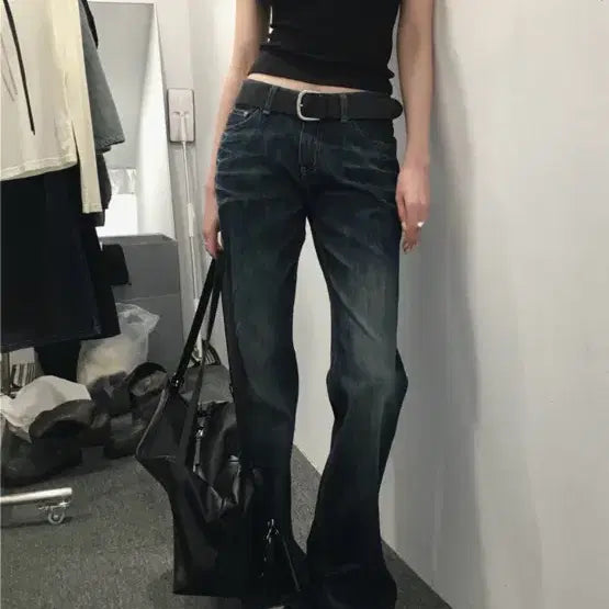[BUNJANG] OOTJ Blue Semi Bootcut Low-Rise Jeans / ootj oot진청 세미 부츠컷 로우라이즈 청바지