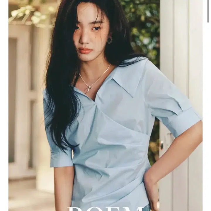 [BUNJANG] Roem Open Collar Wrap Blouse / 로엠 오픈카라 랩 블라우스