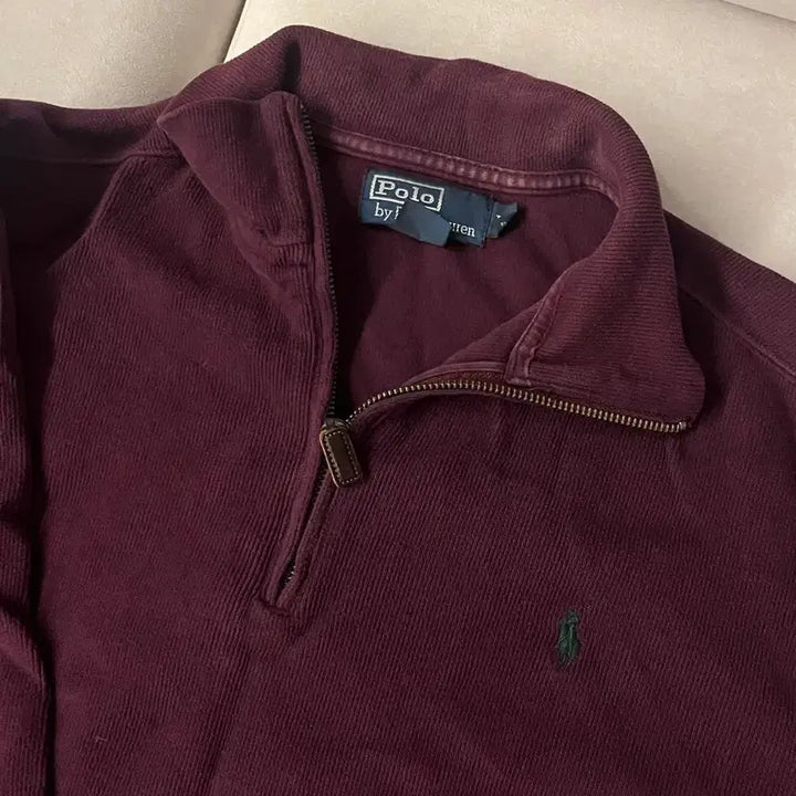 [SOLD OUT] 폴로 랄프로렌 버건디 하프집업 긴팔티 맨투맨 L
