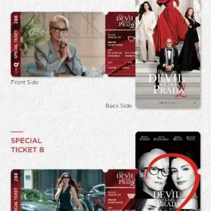 [BUNJANG] The Devil Wears Prada 2 Special Ticket Set / 2종셋)악마는 프라다를 입는다2 씨네큐 스페셜티켓 No.288 2종