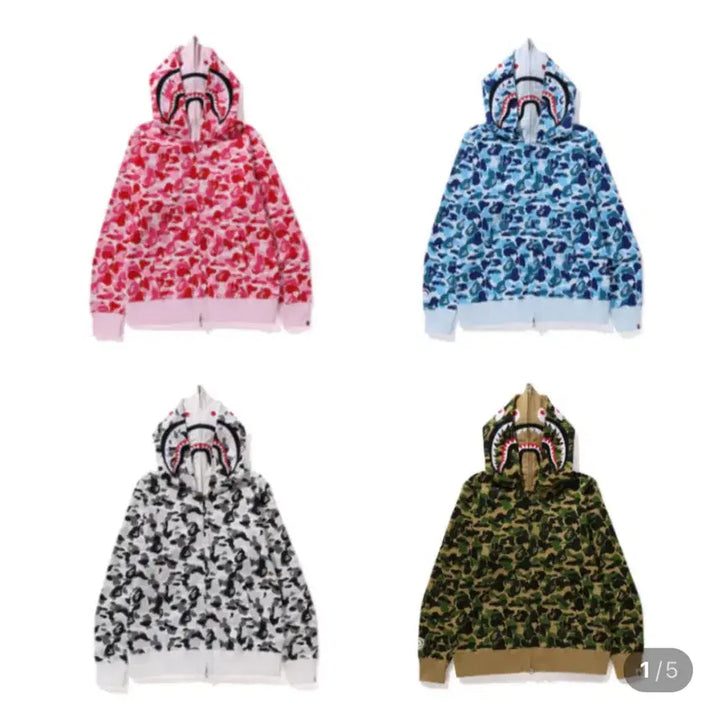 [BUNJANG] BAPE Camo Double Shark Full Zip Hoodie Purple / 베이프 카모 더블샤크 집업후드 퍼플