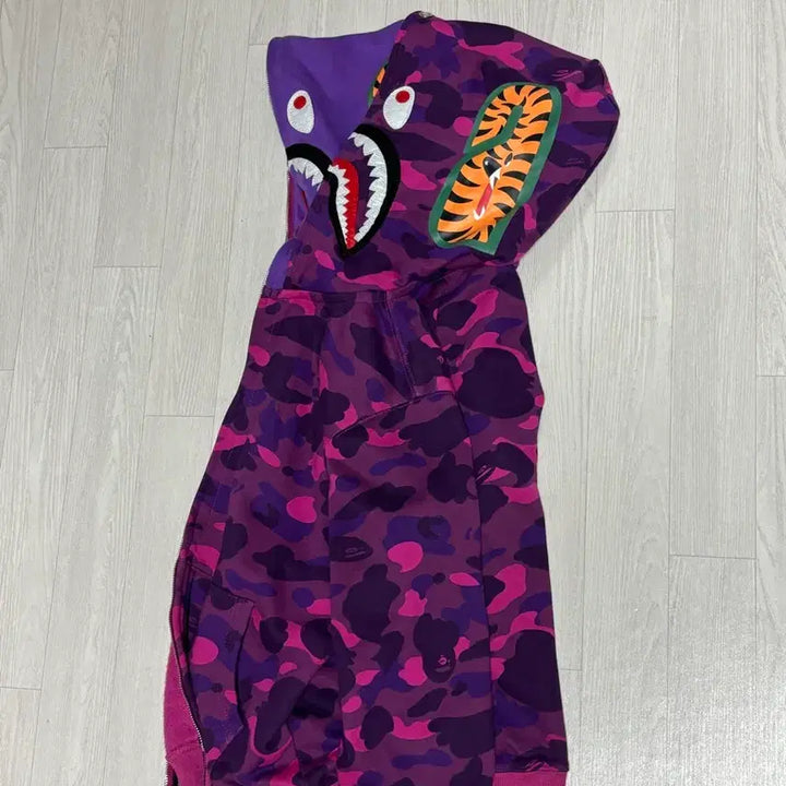 [BUNJANG] BAPE Camo Double Shark Full Zip Hoodie Purple / 베이프 카모 더블샤크 집업후드 퍼플