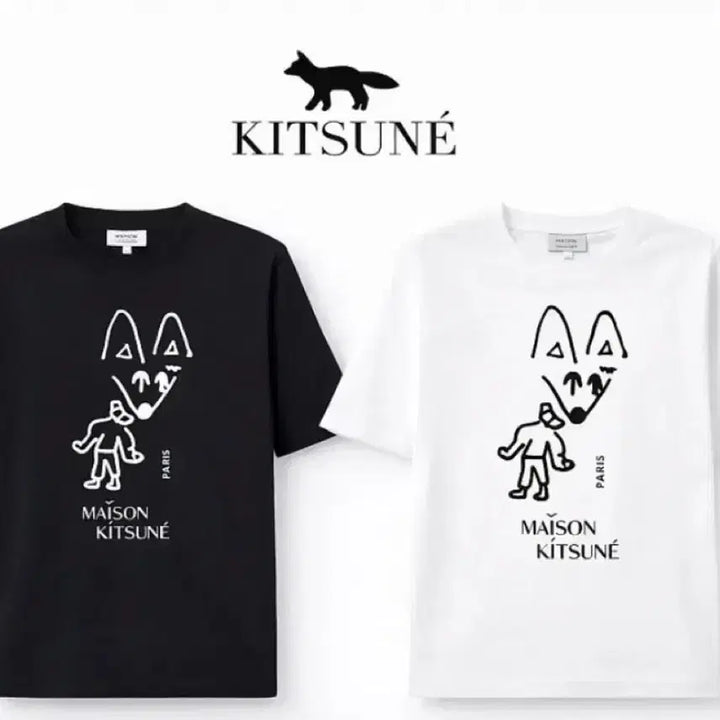 [BUNJANG] Maison Kitsuné Party Fox Short Sleeve T-Shirt Black/White / 메종키츠네 파티 폭스 반팔 티셔츠 블랙/화이트