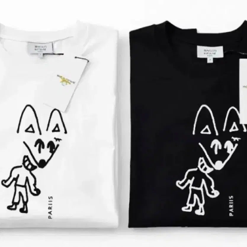 [BUNJANG] Maison Kitsuné Party Fox Short Sleeve T-Shirt Black/White / 메종키츠네 파티 폭스 반팔 티셔츠 블랙/화이트
