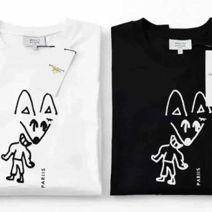 [BUNJANG] Maison Kitsuné Party Fox Short Sleeve T-Shirt Black/White / 메종키츠네 파티 폭스 반팔 티셔츠 블랙/화이트