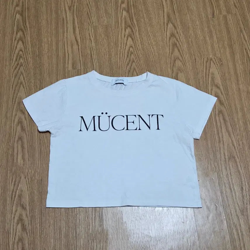 [BUNJANG] Musent Lettering Crop Short Sleeve T-Shirt White / 여성 무센트 레터링 크롭 반팔티 화이트