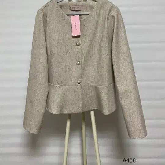 [BUNJANG] Vanilla B Beige Tweed Jacket FREE / 바닐라비 베이지 트위드 자켓 FREE 새상품입니다