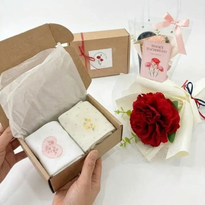 [BUNJANG] Korean Made 2-Pair Long Socks Gift Set / 국산 2종 장목 양말 선물 세트 카네이션 스승의날 답례품 어버이날