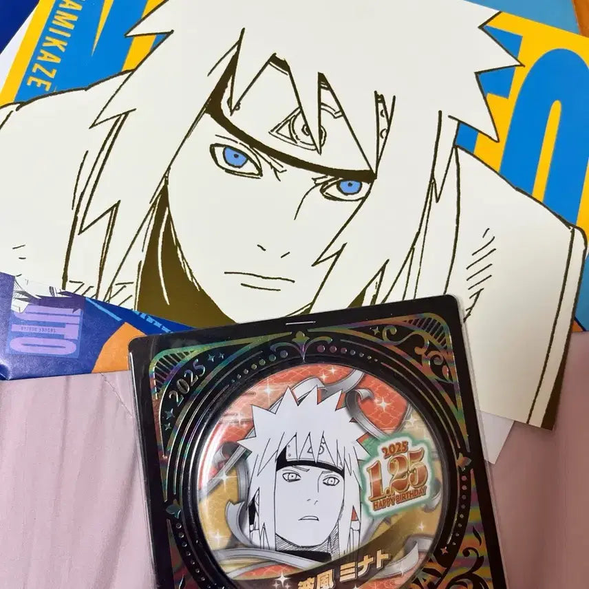 [BUNJANG] Naruto Minato Birthday Can Badge &amp; Art Card Bundle / 나루토 미나토 아트카드 생일 캔뱃지 일괄