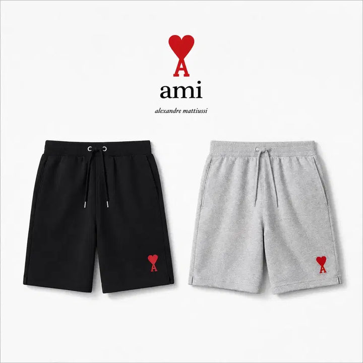 [BUNJANG] Ami Small Heart Shorts Black/Gray / 아미 스몰 하트 반바지 블랙/그레이