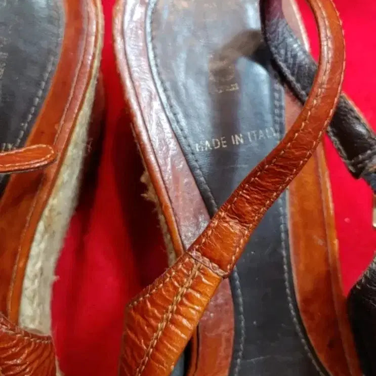 [BUNJANG] Fendi Wedge Heel Sandals Brown Leather / 팬디 웨지힐 샌들