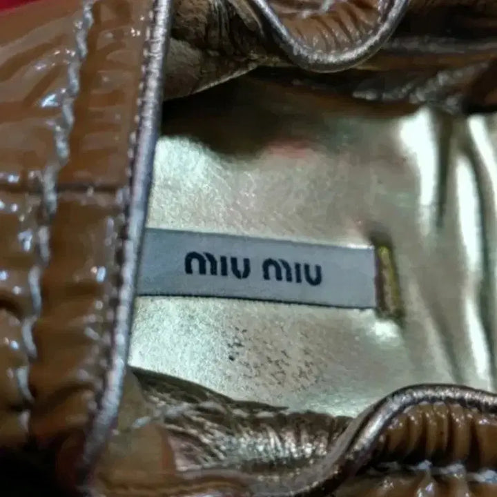 [BUNJANG] Miu Miu Gold Glitter Ribbon Ballet Flats - Size 36 (230mm) / 미우미우 금색 글리터 리본 플랫슈즈