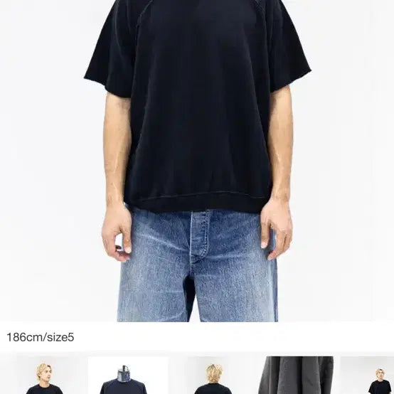 [BUNJANG] Apresse Vintage Lightweight Short Sleeve Sweatshirt Black 26ss / 아프레쎄 빈티지 라이트 웨이트 숏슬리브 스웨트셔츠 블랙 26ss