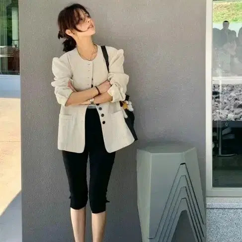 [BUNJANG] Fresh Label Puff Sleeve Jacket Ivory / 프레쉬라벨