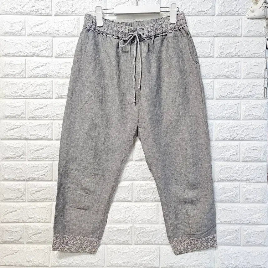 [BUNJANG] Lace Banding Linen Pants / 레이스 밴딩 마바지