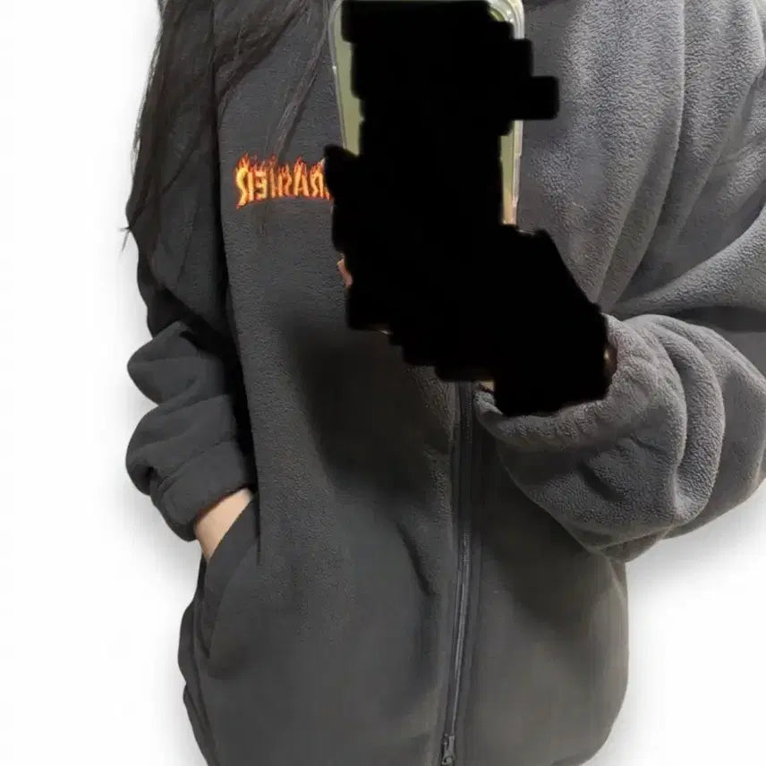 [BUNJANG] Thrasher Fleece Zip-Up Jacket Grey / 트래셔 플리스 자켓 그레이 thrasher 뽀글이 집업