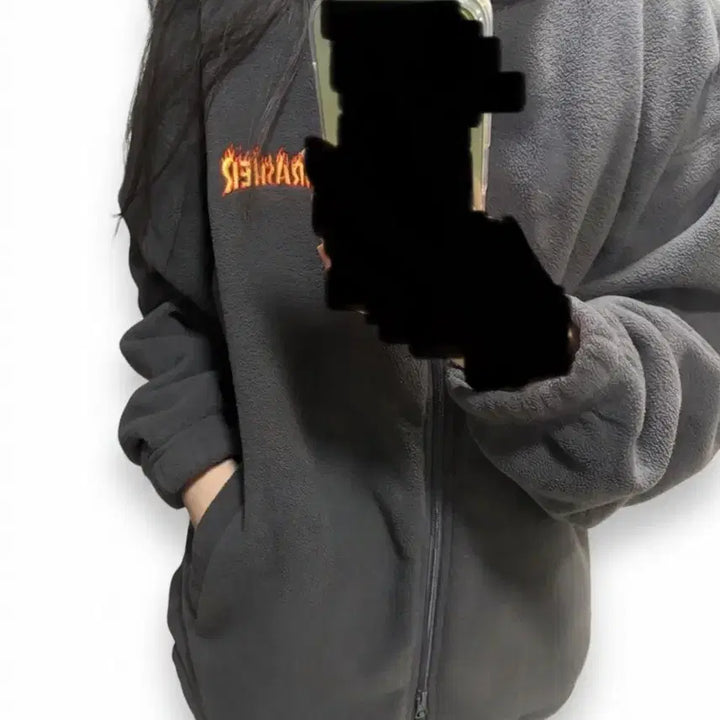 [BUNJANG] Thrasher Fleece Zip-Up Jacket Grey / 트래셔 플리스 자켓 그레이 thrasher 뽀글이 집업