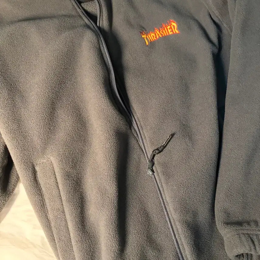 [BUNJANG] Thrasher Fleece Zip-Up Jacket Grey / 트래셔 플리스 자켓 그레이 thrasher 뽀글이 집업