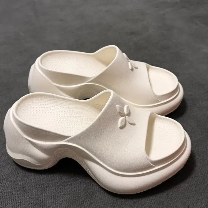 [BUNJANG] White Platform Wedge Slippers (Size 38) / 화이트 통굽 슬리퍼 38