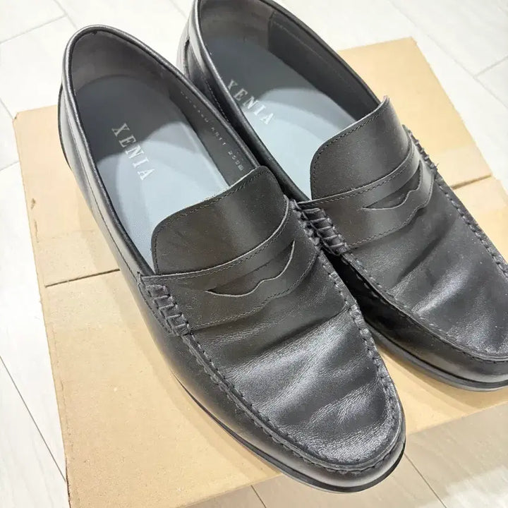 [BUNJANG] XENIA Black Leather Loafers 255mm / XENIA 제니아 블랙 가죽 로퍼 255mm