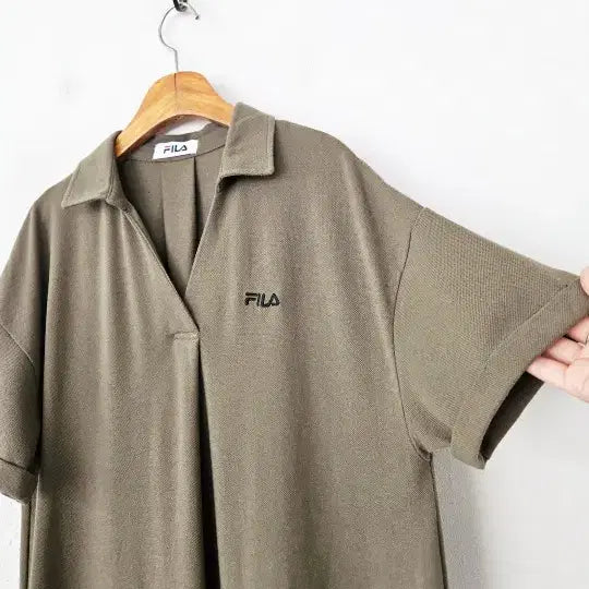 [BUNJANG] Khaki Cotton A-Line Long Dress / 카키 롱 원피스