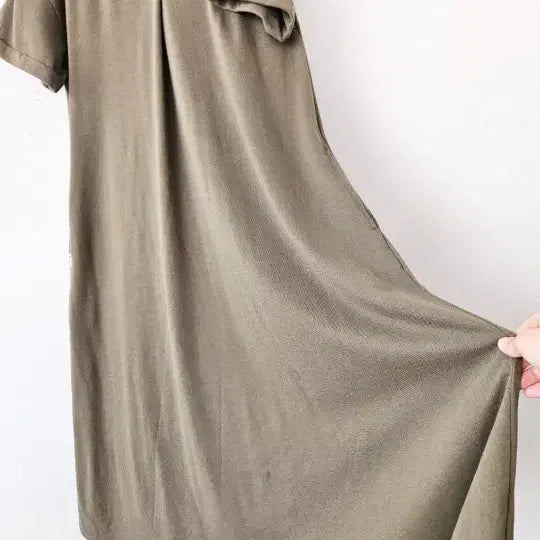 [BUNJANG] Khaki Cotton A-Line Long Dress / 카키 롱 원피스