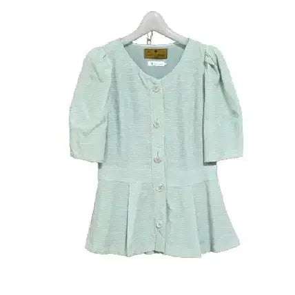 [BUNJANG] It Misha Mint Puff Sleeve Blouse Size 55 / 실착2회,잇미샤 민트 블라우스 55사이즈