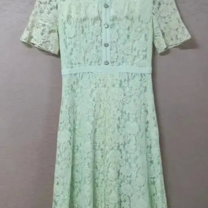 [BUNJANG] Satin Lace Dress Mint 55 Size / 실착1회.샤틴 민트색 레이스 원피스 55사이즈