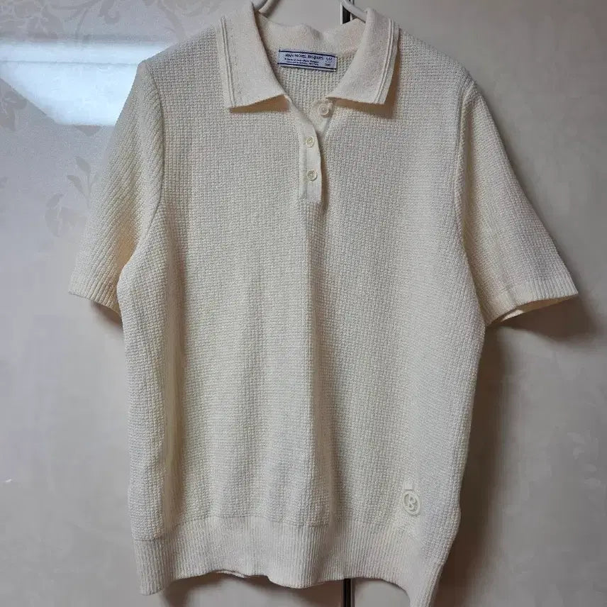 [BUNJANG] Ivory Knit Short Sleeve Polo T-Shirt / 니트