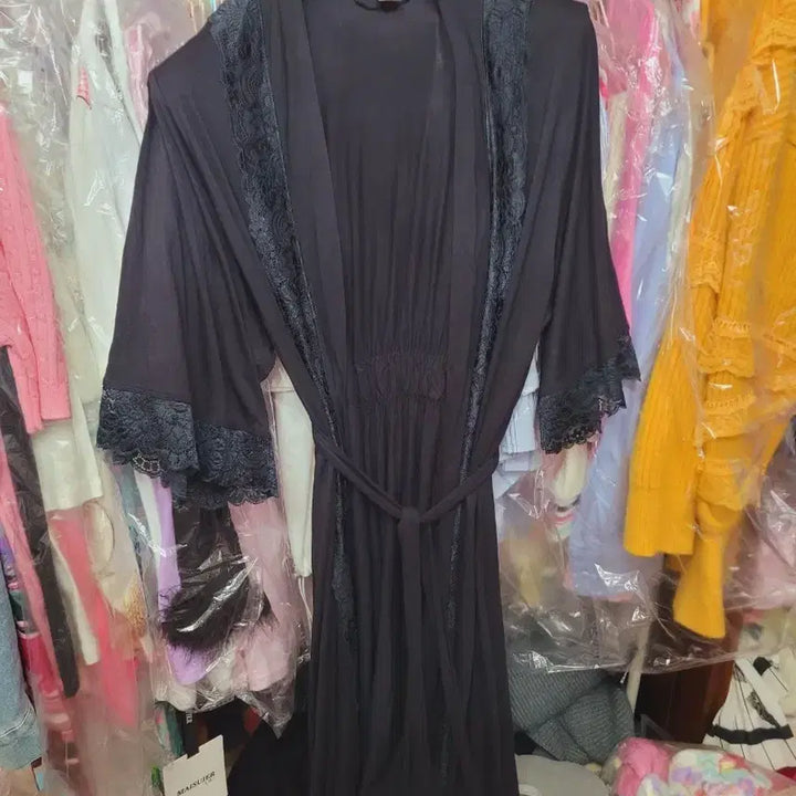 [BUNJANG] Imported Black Lace Long Gown / 수입블랙 레이스 롱 가운