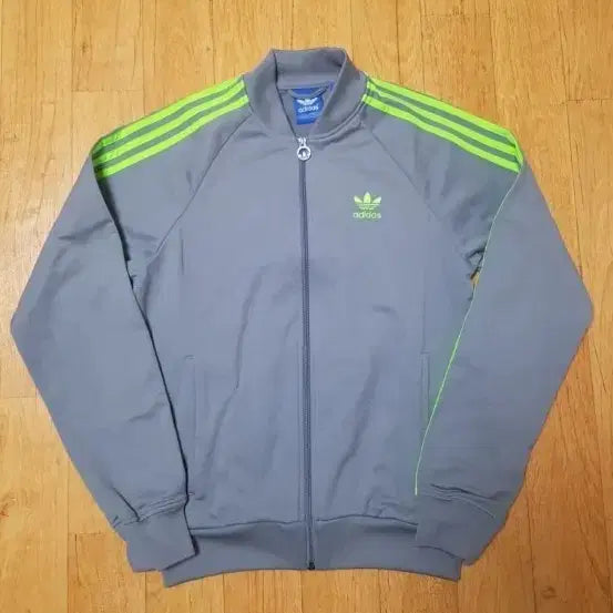 [BUNJANG] Adidas Gray Fluorescent Stripe Track Top Jersey / (정품/새옷수준)아디다스 그레이 형광 삼선 트랙탑 저지, 95