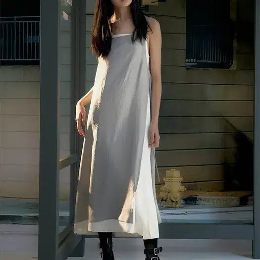 [BUNJANG] KUHO PLUS Layered Silky Dress - Light Grey, Size 1 / 구호플러스 뷔스티에 원피스 Layered Silky Long Dress