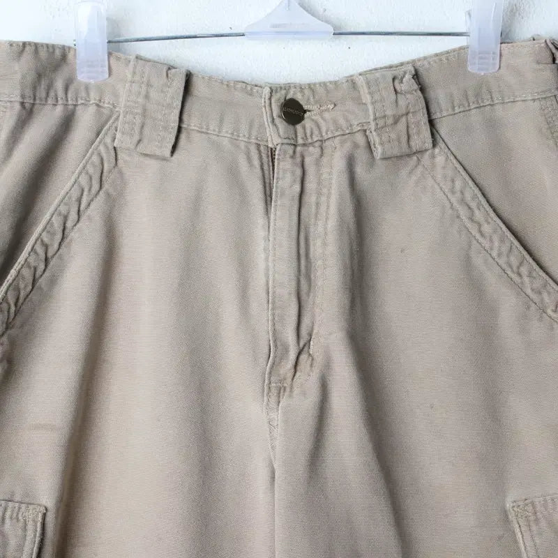 [BUNJANG] Carhartt Vintage 90s Cargo Shorts Beige / (M-L) 칼하트 반바지 팬츠 90S년대 카고 베이지 가죽탭-25A3