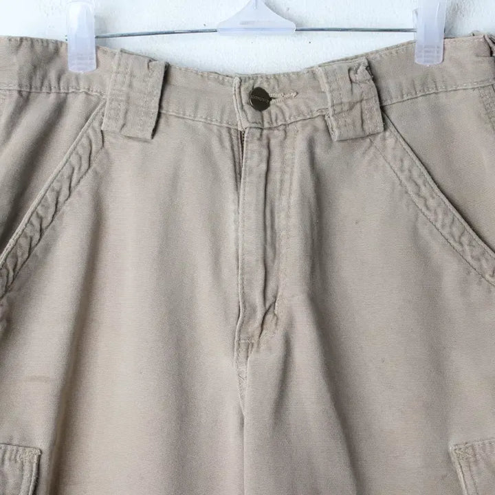 [BUNJANG] Carhartt Vintage 90s Cargo Shorts Beige / (M-L) 칼하트 반바지 팬츠 90S년대 카고 베이지 가죽탭-25A3