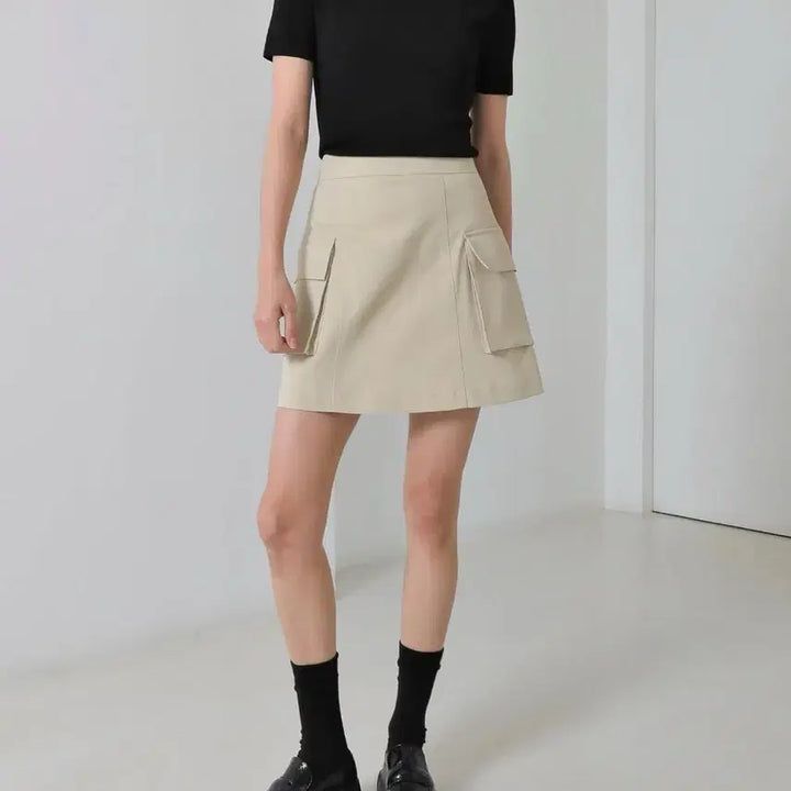 [BUNJANG] 11AM Beige Cargo Pocket Mini Skirt Golf Shorts / 11AM 골프쇼츠 베이지 카고 포켓 미니스커트 골프웨어 숏팬츠큐롯치마바지