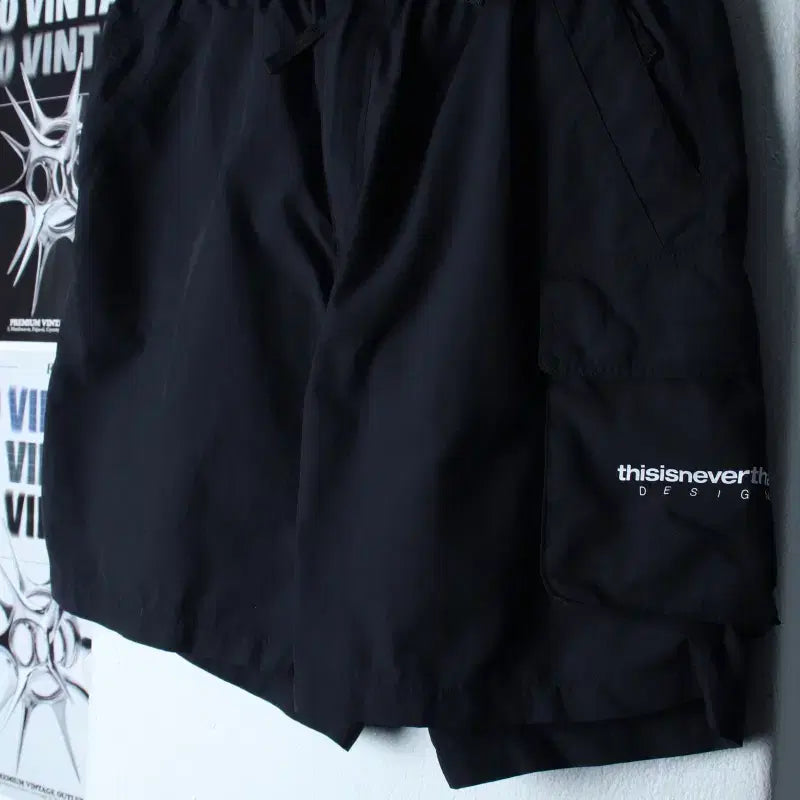 [BUNJANG] thisisneverthat Belted Nylon Pants Black / (S-M) 디스이즈네버댓 반바지 팬츠 벨티드 나일론 블랙-25B5