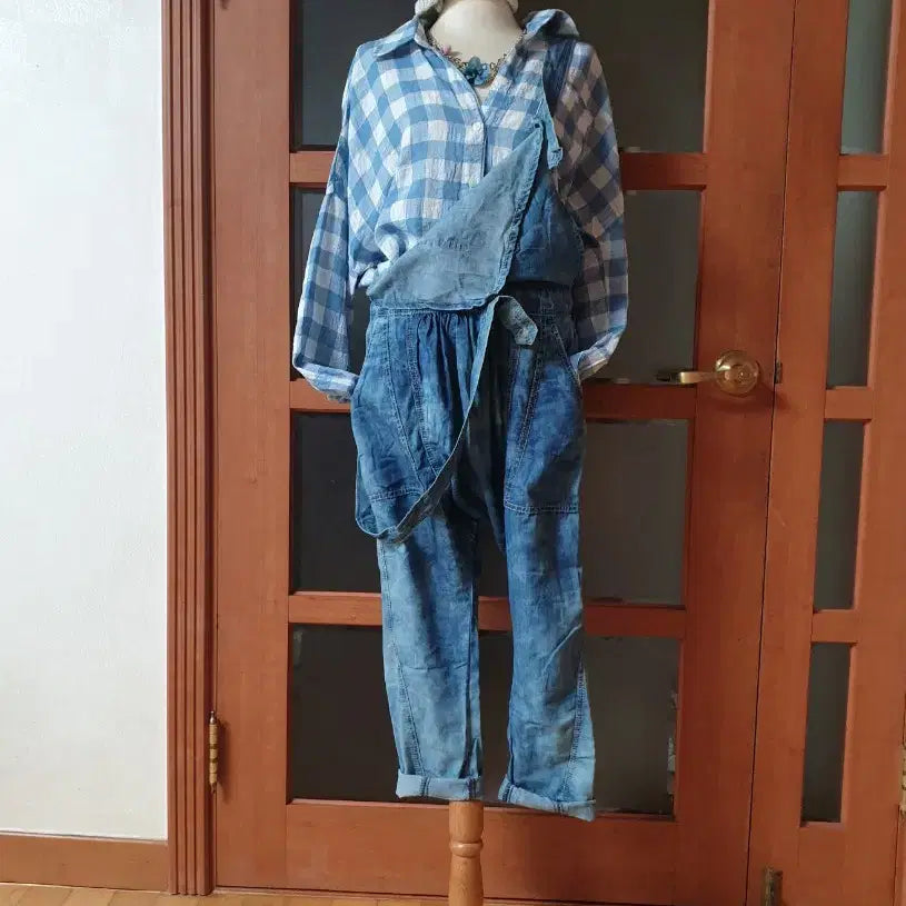[BUNJANG] Asan Cotton Gingham Check Shirt - Light Blue / (새제품)아사면 깅엄체크셔츠 소라