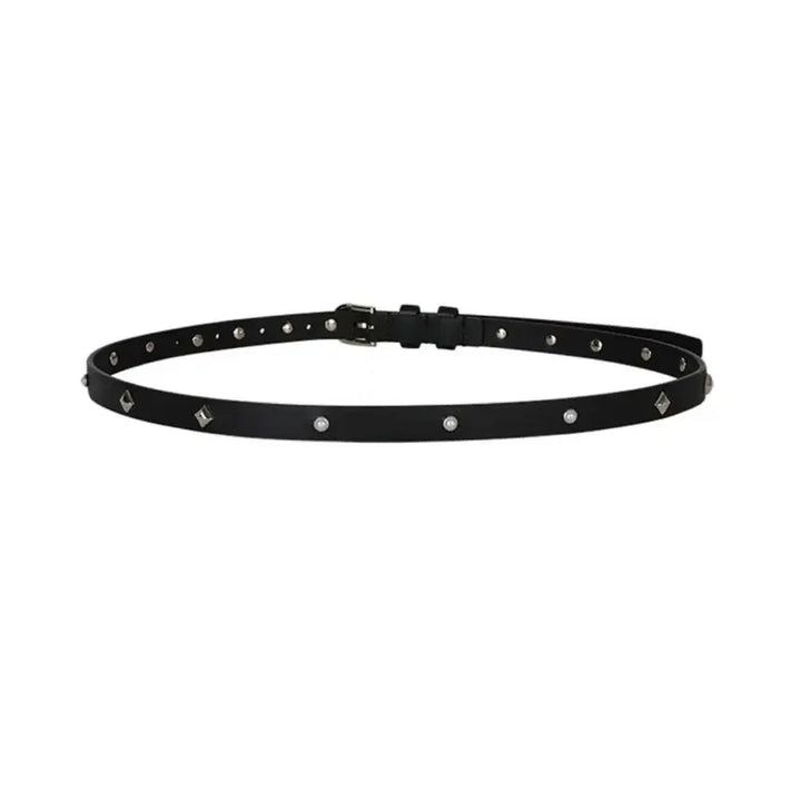 [BUNJANG] Yuse Studded Cowhide Leather Slim Belt / 유즈 yuse 스터드 소가죽 레더 슬림 벨트