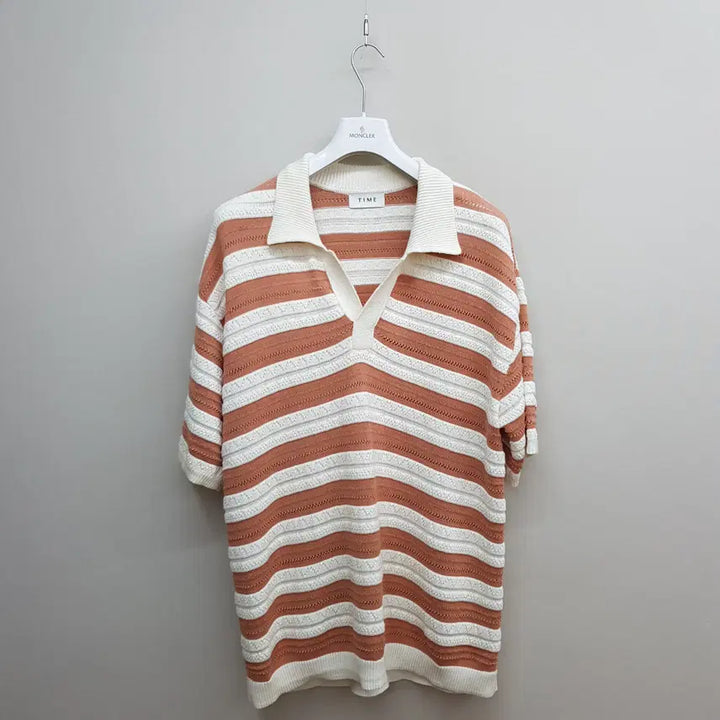 [BUNJANG] TIME 2023 Notch Neck Knit Short Sleeve Size 105 / 한섬 타임 2023 노치넥  니트 반팔 105사이즈