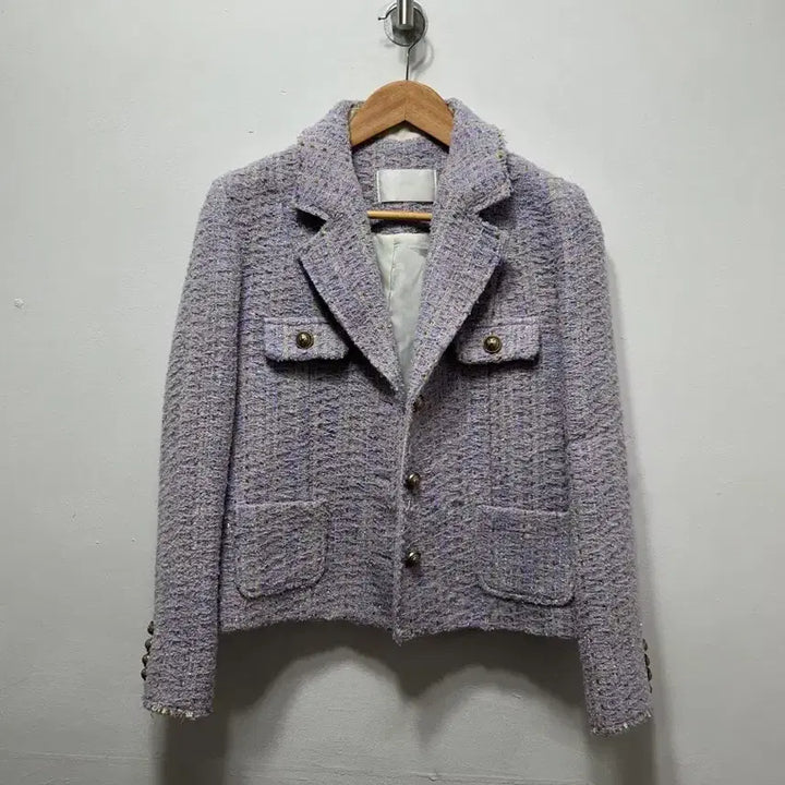 [BUNJANG] Tweed Purple Jacket with Gold Buttons (M) / 트위드 퍼플 자켓 금장 버튼 M
