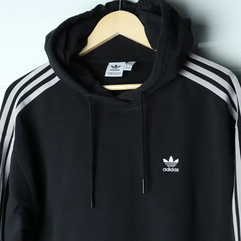 [BUNJANG] Adidas Cropped Hoodie Black / W(M-L) 아디다스 후드티셔츠 크롭 삼선 블랙-1861D