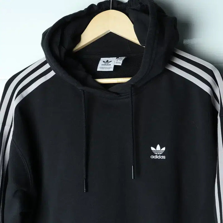 [BUNJANG] Adidas Cropped Hoodie Black / W(M-L) 아디다스 후드티셔츠 크롭 삼선 블랙-1861D